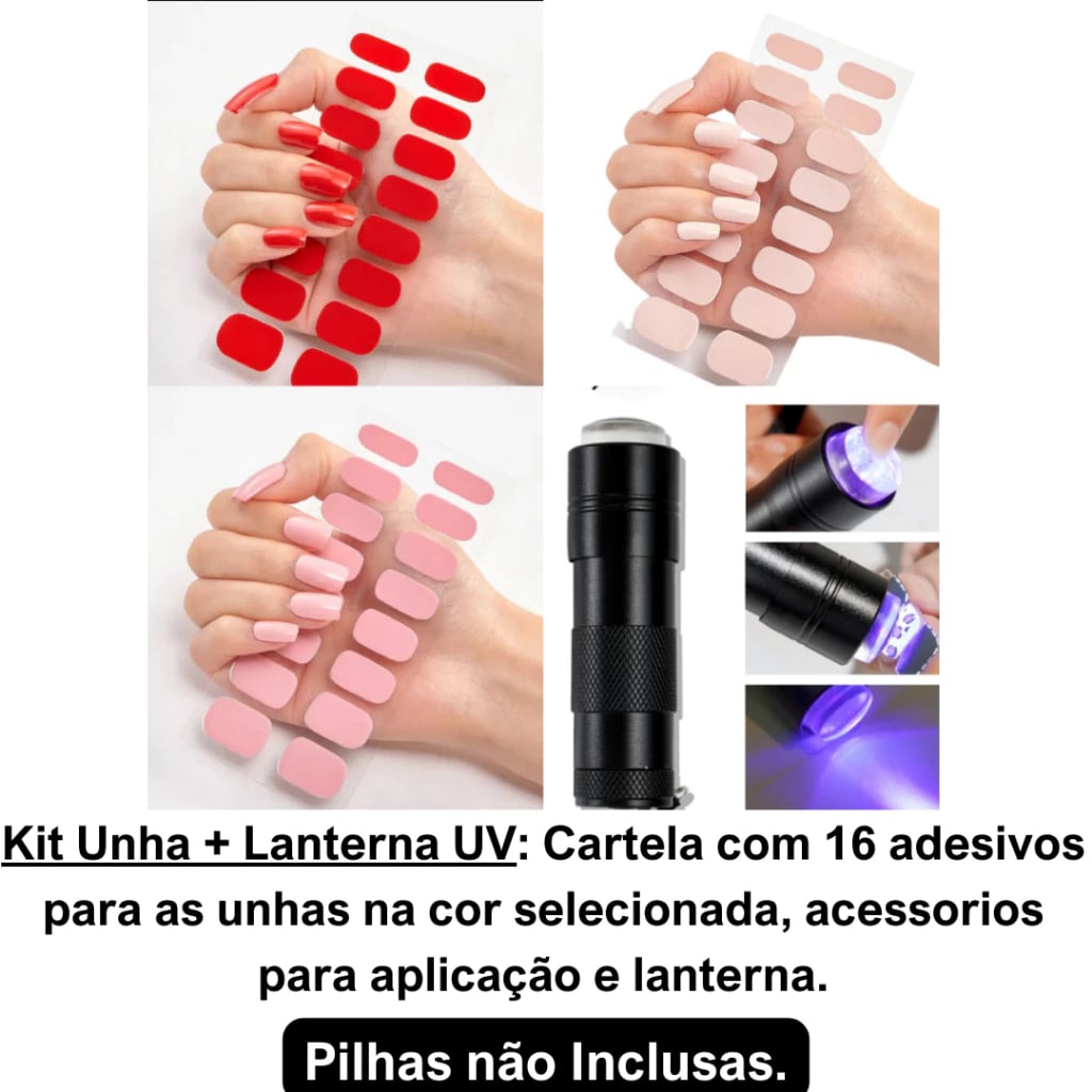 Unhas em Gel Adesivo Semi Curadas